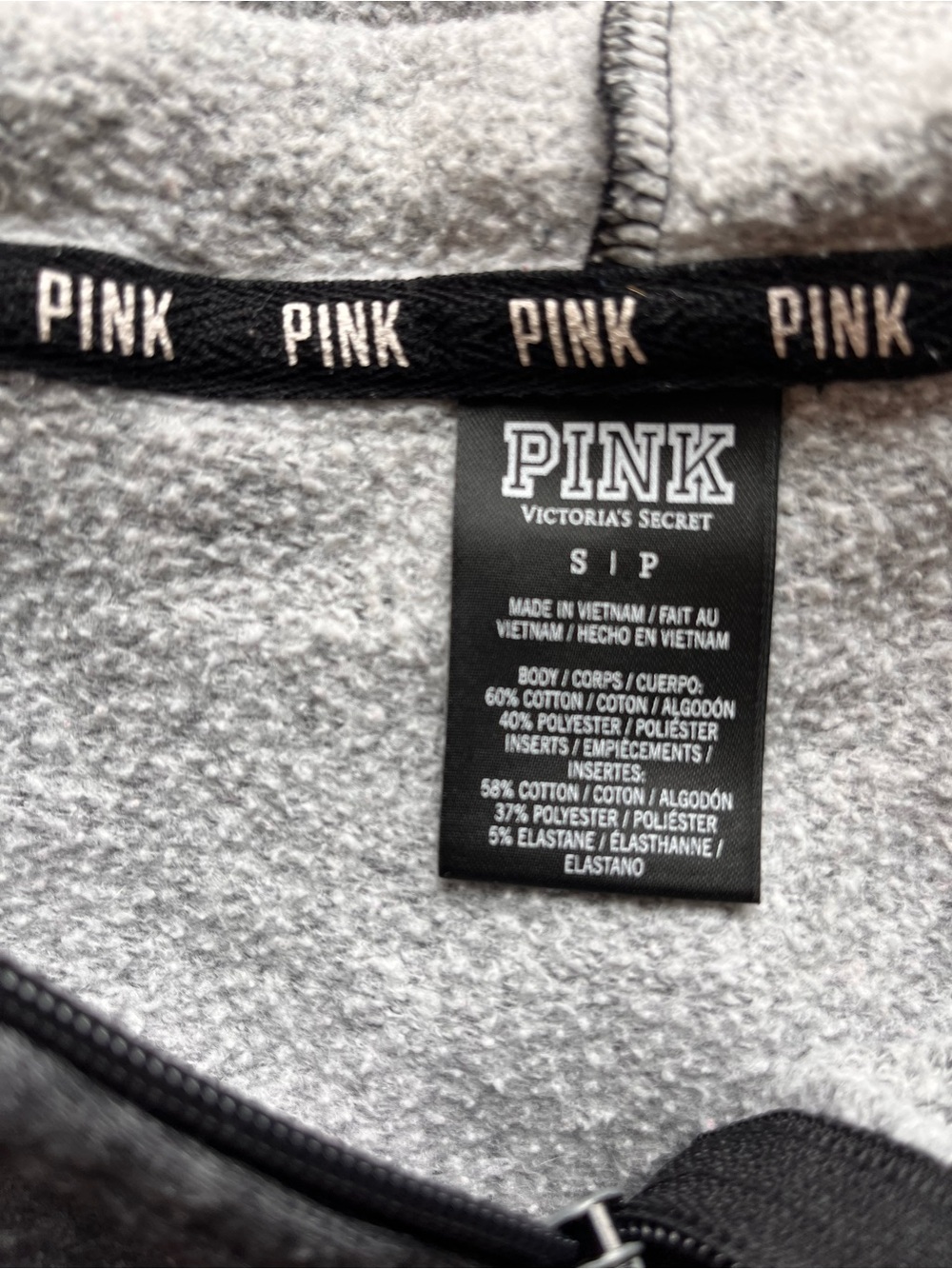 Victoria's Secret PINK Charcoal Gray Zip-Up Hoodie - Picture 2 of 2